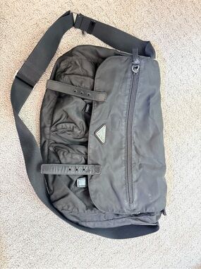 Authentic Prada Black Nylon Messenger Bag
